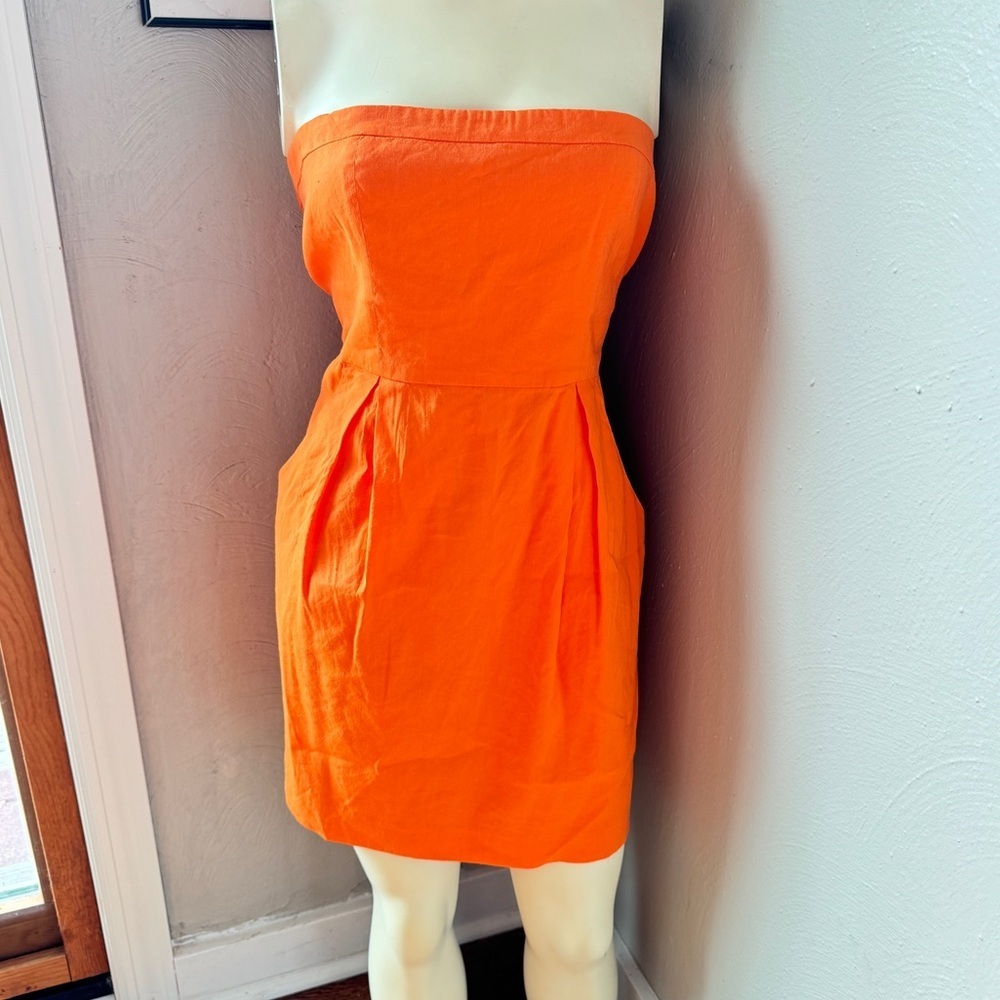 Theory Orange strapless dress size 6 NWT